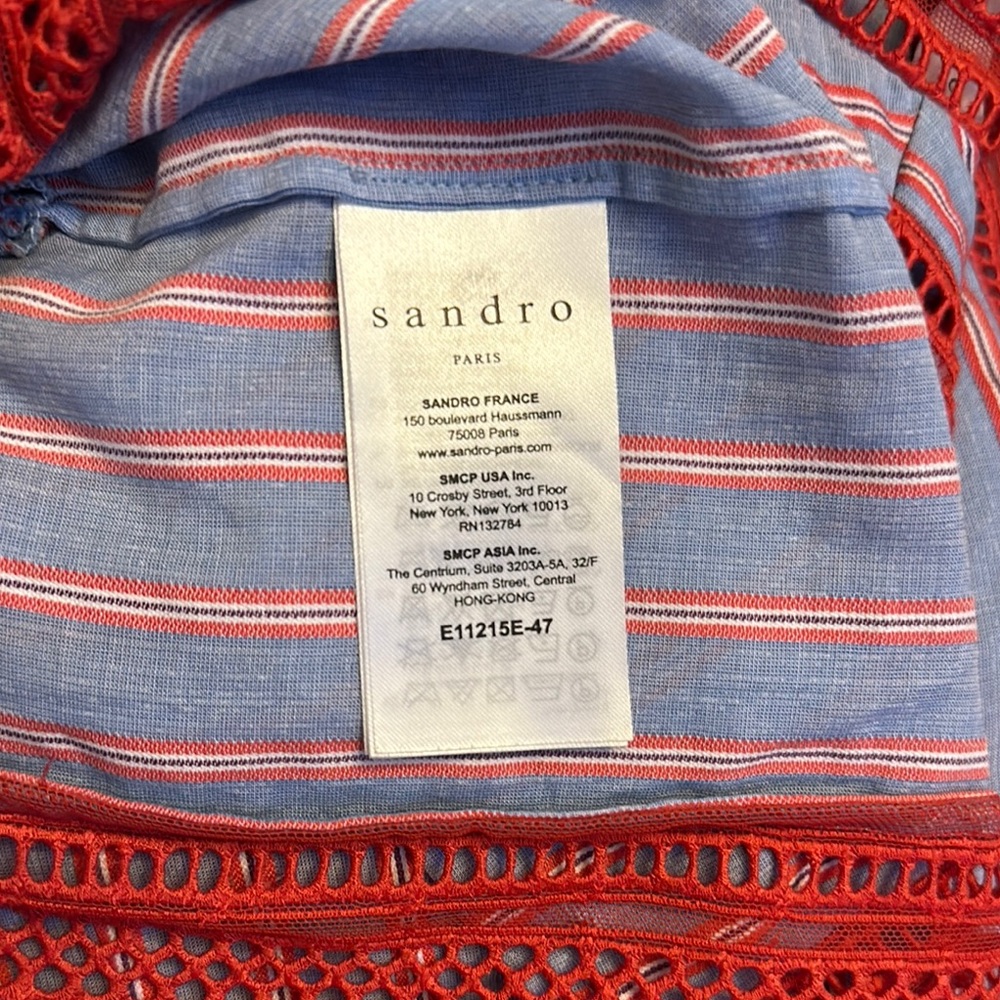 Sandro Red and Blue Striped Women's Top - Picture 5 of 8